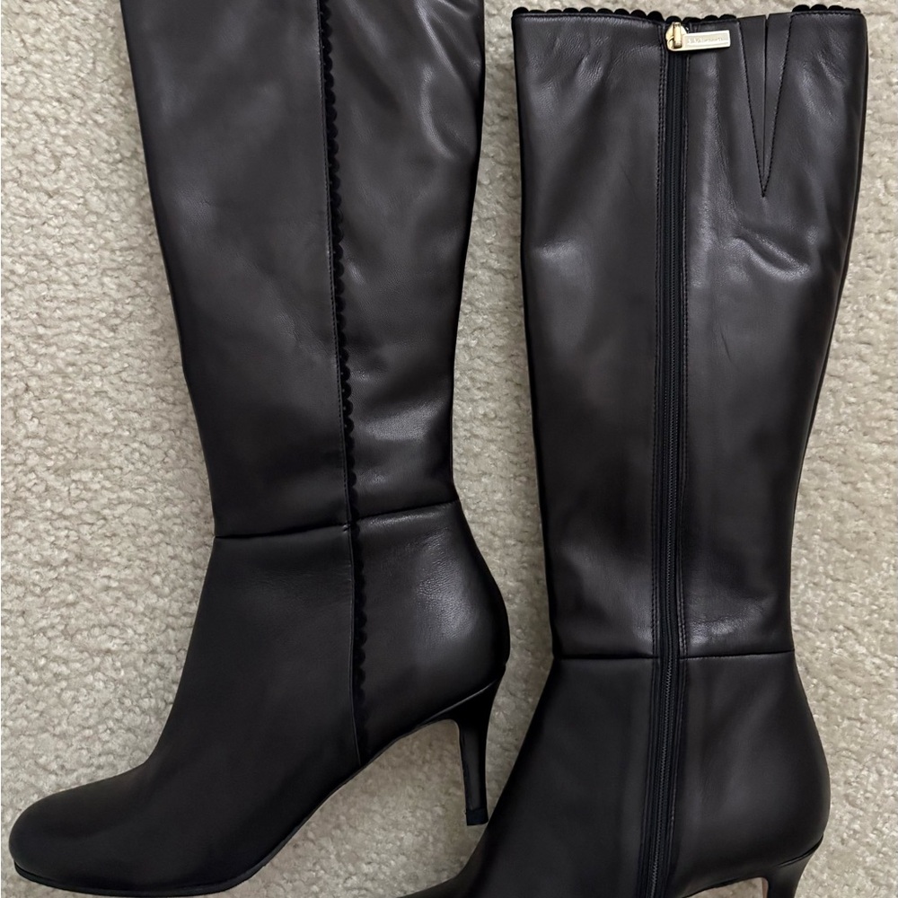 L.K.Bennett London heeled kneehigh Boots real leather Black 37 1/2 made in Italy